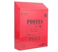 QUMIIRITY Buzón de Hierro Vintage Rojo con Cerradura Buzón de Pared Grande para Correo y Sobres para Exterior Montaje en Pared Uso Doméstico y Jardín