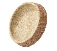 QUMIIRITY Cama Pequeña para Cachorros Tejida de Ratán Natural, Nido Refrescante Redondo para Perros y Gatos, Cama Cómoda y Decorativa en Color Marrón Claro para Mascotas Pequeñas