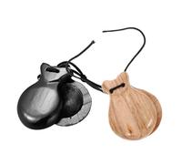 QUMIIRITY Castañuelas De Madera para Adultos, Tamaño Mediano, Instrumento De Percusión Flamenco, Color Natural y Negro, Ideales para Educación Musical y Fiestas, Set De 2 Piezas