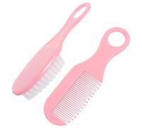 QUMIIRITY Cepillo y Peine Masajeador Para Niño Niña Recién Nacido Cerdas Suaves y Diseño Circular Antiarañazos Kit Duradero y Antistático Para Cuidado Higiene Infantil Color Rosa Suave