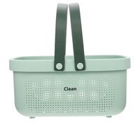 QUMIIRITY Cesta de Almacenamiento Grande Asas, Color Verde, Cesta Portátil para Baño y Ducha, Organizador Multiusos para Artículos de Aseo y Cosméticos, Contenedor Abierto de Plástico,