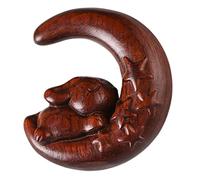QUMIIRITY Colgante De Madera Forma De Luna y Conejo Adorno para Decoración Charm Colgante para Llaveros y Manualidades Decoración De para Animales