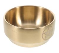 QUMIIRITY Cuenco Ritual Pentagrama de Latón Dorado para Ofrendas, Quemador de Incienso y Cuenco de Agua, Decoración Mística para Altar y Ceremonias Tradicionales, Accesorio Versátil