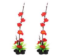 QUMIIRITY Flores Falsas Decorativas para Sashimi 2 Piezas, Adorno de Plato Japonés en Color Rojo Fondo Negro, Decoración Floral para Bandejas de Sushi y Platos Fríos, Accesorio de Cocina