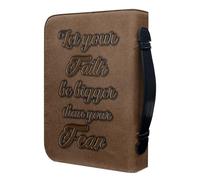 QUMIIRITY Funda para Biblia de Pu con Estampado Retro de Cruz, Cierre con Cremallera, Tamaño M, Bolsa Portalibros Marrón Oscuro para Estudio y Uso en Iglesia