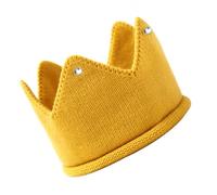 QUMIIRITY Gorro Tejido para Forma de Tiara, Cálido y Suave, Color Amarillo Gemas, Adecuado para Cumpleaños, Otoño E Invierno, Accesorio Cómodo para Niña