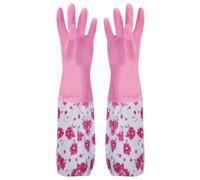 QUMIIRITY Guantes para Lavar Platos Reutilizables de Invierno, Guantes de Limpieza de Cocina Gruesos y Largos, Interiores Forro Cálido, Color Rosa, Protección para Tareas Domésticas y Uso