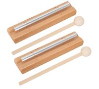 QUMIIRITY Juego De 2 Campanas De Percusión Para Meditación y Aula, Carillón De Mano De Madera Tono Monofónico, Instrumento Musical De Percusión Portátil Para Yoga y Educación
