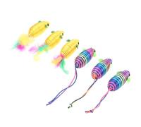QUMIIRITY Juguete para Gatos 6 Piezas Ratones Falsos Multicolor, Juguete Interactivo de Entretenimiento para Mascotas, Suministros para Gatos para Estimular Instinto Natural Color Aleatorio