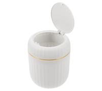 QUMIIRITY Mini Bote de Basura con Tapa Presionable, Plástico Blanco, Pequeño y Redondo, Compacto para Escritorio y Coche, Papelera de Oficina y Baño, Gestión de Residuos