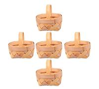 QUMIIRITY Mini Cestas Tejidas a Mano de Virutas de Madera 5 Piezas Cesta Redonda Pequeña 6.5x5x3.5 Cm para Decoración del Hogar Almacenamiento de Dulces y Frutas Jardinería