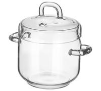 QUMIIRITY Olla de Vidrio para Estofado con Tapa Mediana 350 Ml Resistente al Calor Transparente Doble Asa Adecuado para Cocina Doméstica y Profesional