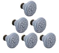 QUMIIRITY Pomos de Cerámica para Armarios 6 Pcs Color Azul Diseño Rústico Tiradores para Cajones y Puertas de Gabinete Perillas Decorativas para Muebles de Cocina y Dormitorio