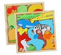 QUMIIRITY Rompecabezas Educativo de Madera para Niños, 2 Cajas Coloridas de Dibujos Animados, Tamaño Infantil, Desarrollo Cognitivo, Juguete Didáctico para Aprendizaje y Juego en Casa