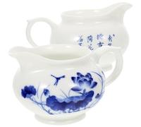 QUMIIRITY Salsera de Cerámica Azul Estilo Porcelana Vertedor, 2 Piezas, Tazón para Condimentos y Salsa, Adecuado para Servir en Restaurantes y Uso Doméstico