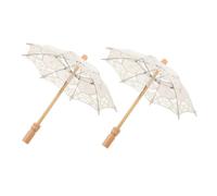 QUMIIRITY Sombrillas Vintage de Encaje para Boda 2 Unidades Mango Ergonómico, Paraguas Decorativos para Fotografía Nupcial y Eventos Obsequios