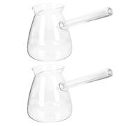 QUMIIRITY Tetera de Vidrio Borosilicato Transparente 450 Ml Asa Lateral, 2 Unidades para Café Turco y Leche, Resistente al Calor, Portátil y Apta para Infusiones en Cocina Estilo Aleatorio