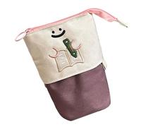 Qumiuu Estuche grande para lápices, organizador de lápices | Bolsa organizadora de lápices plegable | Impreso con patrón de libro, estuche con cremallera, organizador para adultos, adolescentes y