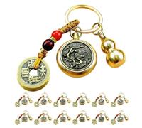 Qumiuu Llavero del Zodiaco Chino, Llavero Chino de Feng Shui - Llavero del Dinero de emperadores,Llavero de Calabaza de latón, Colgante de la Suerte Feng Shui, Llavero del Zodiaco del Dinero