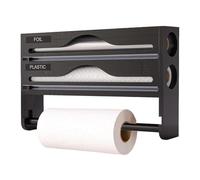 Qumiuu Soporte de papel de aluminio con cortador | Dispensador de film transparente, caja de corte montada en la pared, organizador de láminas de cocina, para cocina, hogar, comercio, armario