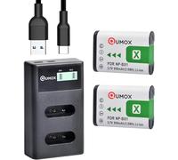QUMOX 2 baterías NP-BX1 de 950 mAh + Cargador USB Dual LCD con Puerto Tipo C para Sony NP-BX1/M8, DSC-HX80, HX90V, HX95, HX99, HX350, RX1, RX1R II, RX100 (II/III/IV/V/VA/Vi) HDR-AS50