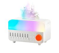 Qumox A14 Humidificador con Ruido Blanco, Luz Efecto Llama, Altavoz Bluetooth y Depósito 150ml - Niebla Ultrasónica, Luz RGB Respirante, Temporizador 5h, para Dormitorio y Oficina