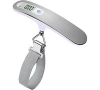 QUMOX Báscula portátil para Equipaje de Viaje, báscula Colgante para Maleta, Pesas con función de Tara, Capacidad de 110 Libras y 50 kg, Color Plateado