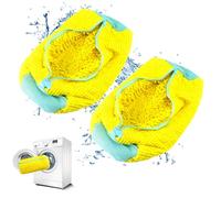 QUMOX Bolsa de Lavado para Zapatos, 2 Unidades Amarillas - Bolsa Reutilizable para Lavadora y Secadora con Cremallera Acolchada, Ideal para Zapatillas Deportivas, Tenis, Pantuflas y Prendas Delicadas