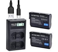QUMOX EN-EL15 /EL15a/EL15b/EL15c Paquete de 2 baterías y Cargador Dual USB Compatible con cámaras Nikon Z6 Z7 Z8 D750 D850 D7000 D7100 D7200 D7500 D500 D600 D610 D780 D800 D800e D810 D810a