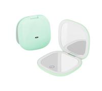 QUMOX Espejo de Maquillaje Compacto con Luz 10X Recargable USB-C, LED con 3 Modos de Color y Brillo Regulable Táctil