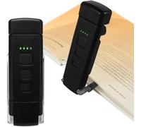 QUMOX Lámpara de Lectura LED con Clip - 3 Tonos Ámbar, 5 Niveles de Brillo, Temporizador, Cabezal Ajustable, Recargable por USB - Luz de Lectura para Libros, Cama, Viaje (Negro)