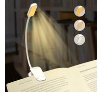 QUMOX Luz de lectura recargable con 20 LED para leer en la cama - Cuidado de los ojos, 3 temperaturas de color, 5 niveles de brillo, 5-50 horas de autonomía, ligera, con pinza