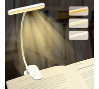 QUMOX Luz de lectura recargable con 25 LED para leer en la cama - Cuidado de los ojos, 3 temperaturas de color, 5 niveles de brillo, 5-50 horas de autonomía, ligera, con pinza