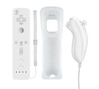 QUMOX Mando a Distancia Wii, Mando a Distancia de Juego con Funda de Silicona y Correa de muñeca para N. Wii y Wii U Blanco