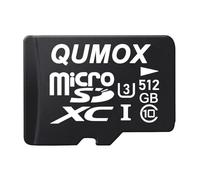 QUMOX Tarjeta de memoria microSDXC 512 GB UHS-I U3 Clase 10 con adaptador - hasta 80 MB/s de lectura, 75 MB/s de escritura - MicroSD de alta velocidad para vídeo 4K, DSLR, drones, juegos y smartphones