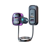 QUMOX Transmisor FM Bluetooth 5.3 para Coche C56 con Carga Rápida 15W PD, Cable de Extensión 1,5m, Puertos USB/Type-C, Reproducción MP3, Manos Libres, Pantalla LED