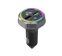 Qumox Transmisor FM Bluetooth 5.3 para Coche, Cargador PD 30W + QC3.0, Luz Ambiental RGB, Puertos USB Dobles, Manos Libres, Audio Hi-Fi, Compatible con iPhone/Samsung/Todo Tipo de Vehículos