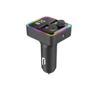 Qumox Transmisor FM Bluetooth 5.3 para Coche, Cargador PD30W USB-C + QC3.0, Luz Ambiental de 7 Colores, Manos Libres, Doble USB, Compatible con Vehículos 12-24V