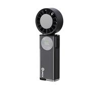 QUMOX Ventilador Portátil con Placa de Enfriamiento, Ventilador de Mano Recargable USB-C 100 Velocidades, Batería 6000mAh, Pantalla Digital, Plegable, Ventilador de Escritorio (Negro)