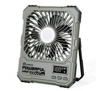 QUMOX Y6 Ventilador de Camping Recargable con Luz LED, Batería de 20000mAh, Mando a Distancia, 4 Velocidades, 4 Modos de Luz, Temporizador 2/4/6H, Soporte Plegable con Gancho, Entrada Type-C, Verde