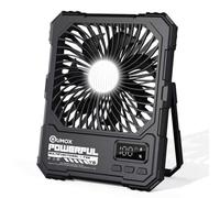QUMOX Y6 Ventilador de Camping Recargable con Luz LED, Negro