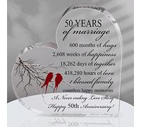 Qunclay Regalo de 50 años de Matrimonio, Aniversario de Boda, corazón, Recuerdo de Matrimonio, Regalo para Parejas, Padres, Mujeres, mamá, Marido, Esposa