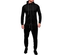 QUNERY Conjunto Deporte Hombre 3 Piezas Sudadera Cremallera y Pantalones Deportivos Chandal Hombre Completo Otoño Invierno para Fútbol Baloncesto Tenis Jogging Negro L
