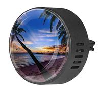 Quniao Coco Árboles en la playa, 2 piezas de ambientador de aromaterapia para coche, difusor de fragancia de coche, medallón difusor de ventilación para coche, oficina, cocina