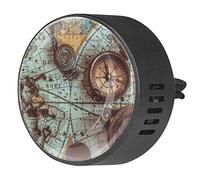 Quniao Compass and World Map - Difusor de ambientador para aromaterapia de coche, difusor de fragancia de coche, clip de ventilación para coche, oficina, cocina