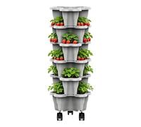 Quniwokid Macetas apilables de fresas, maceta vertical de jardín de 6 niveles con ruedas rodantes, maceta escalonada para jardinería, flores de fresa, verduras
