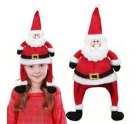 Qunkun Gorro de Papá Noel de peluche, gorro de Papá Noel rojo, divertido gorro de Papá Noel, gorro de Papá Noel con piernas largas, gorros divertidos de Papá Noel para adultos, regalo de Navidad