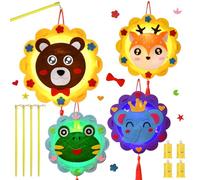 Qunkun Juego de faroles DIY para niños, 4 unidades con varilla, juego creativo para San Martín, Halloween, Navidad