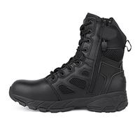 QUNLON Botas Militares Tácticas Hombre Negras Botas Tacticas Policiales Hombre con Cremallera Zapatos de Combate Moto-45EU