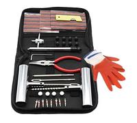 QUNNIE Juego de reparación de neumáticos, 48 Piezas, Herramientas universales de reparación de neumáticos para reparación de pinchazos y Conectores, Herramientas de reparación para Coche, Moto,
